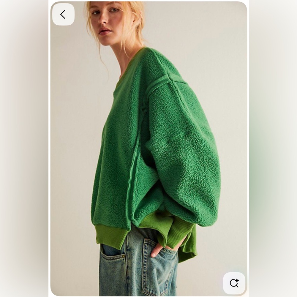 We The Free Cozy Camden Sweatshirt - Green Sherpa - Size XS